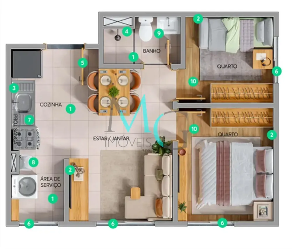 Apartamento, 2 quartos, 35 m² - Foto 16
