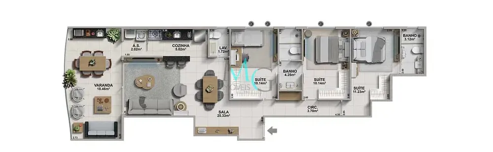 Apartamento, 3 quartos, 98 m² - Foto 3
