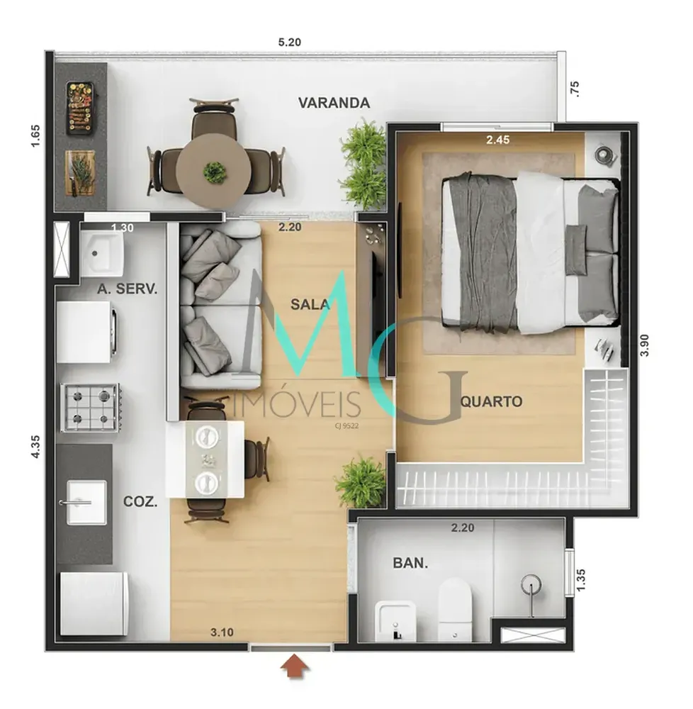 Apartamento, 1 quarto, 34 m² - Foto 34