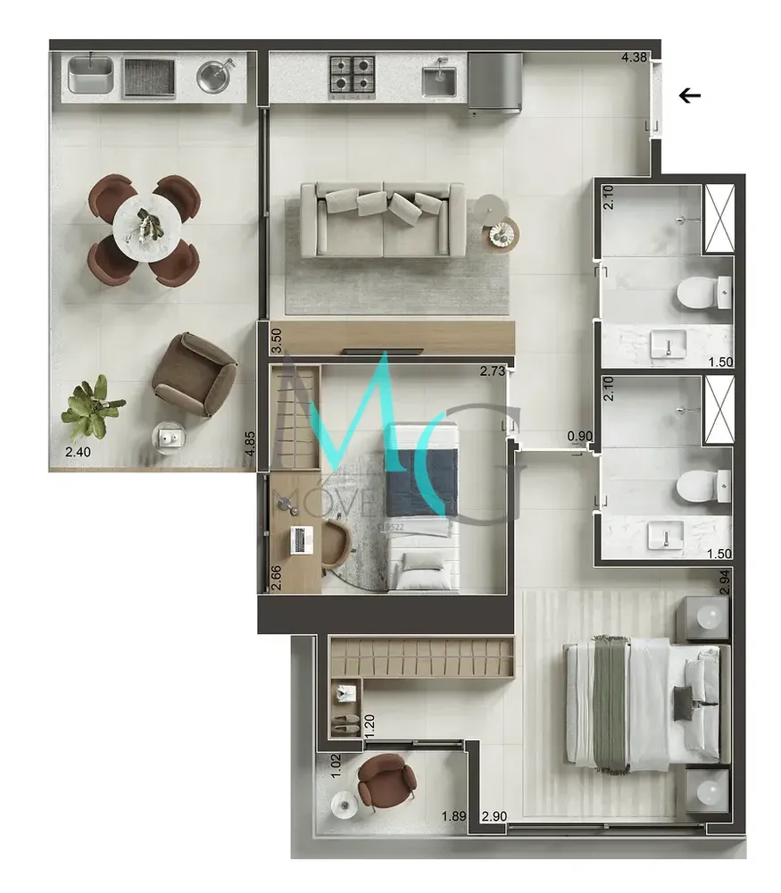 Apartamento, 2 quartos, 61 m² - Foto 33