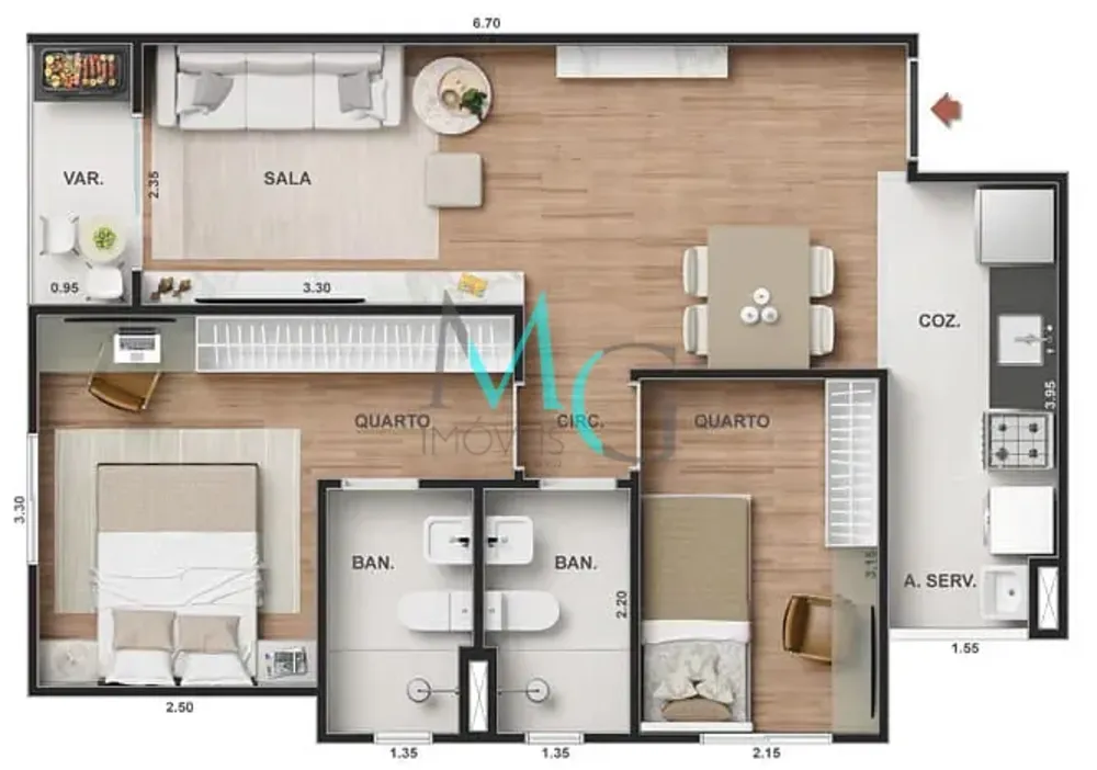 Cobertura, 2 quartos, 103 m² - Foto 19