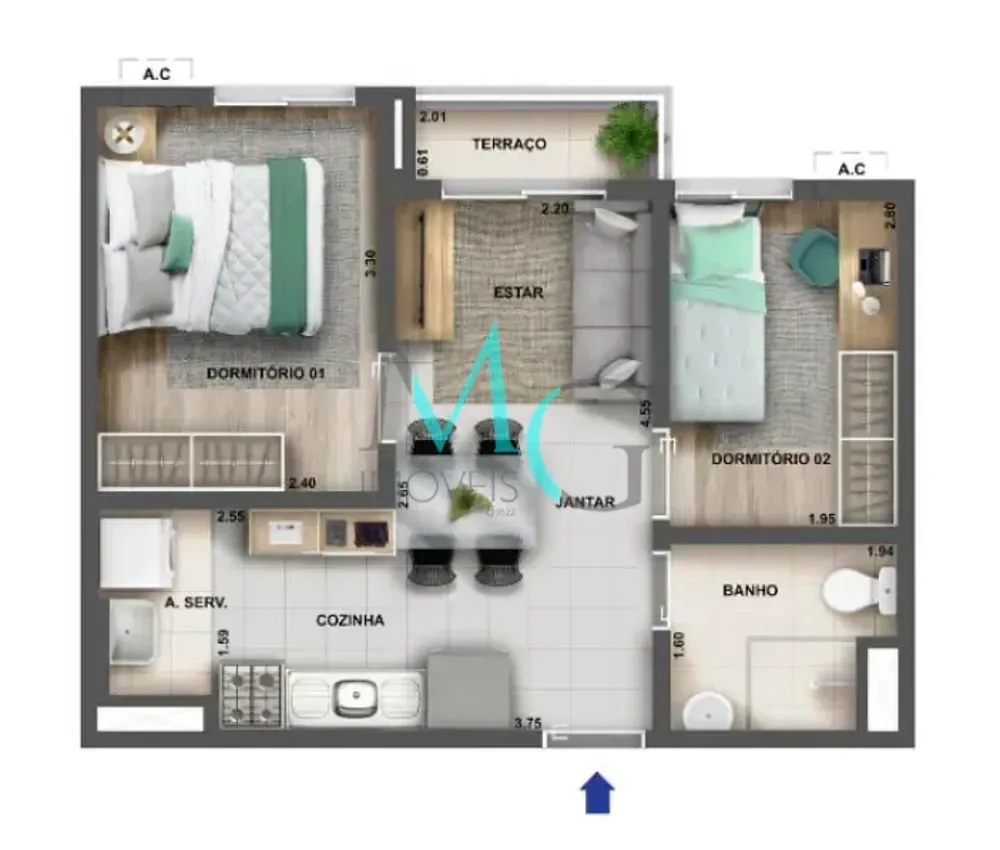 Apartamento, 2 quartos, 56 m² - Foto 39