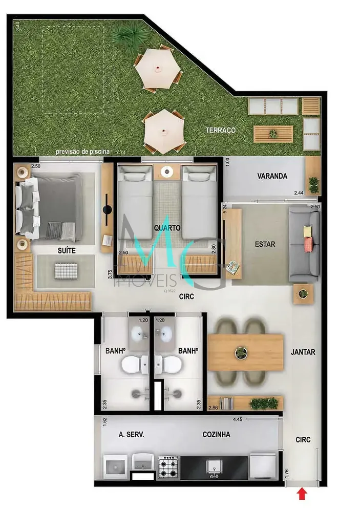 Apartamento, 3 quartos, 77 m² - Foto 1