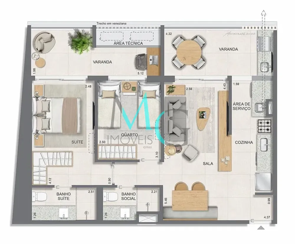 Apartamento, 2 quartos, 77 m² - Foto 3