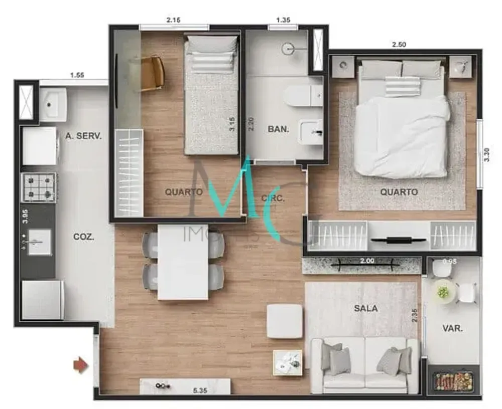 Apartamento, 2 quartos, 43 m² - Foto 15