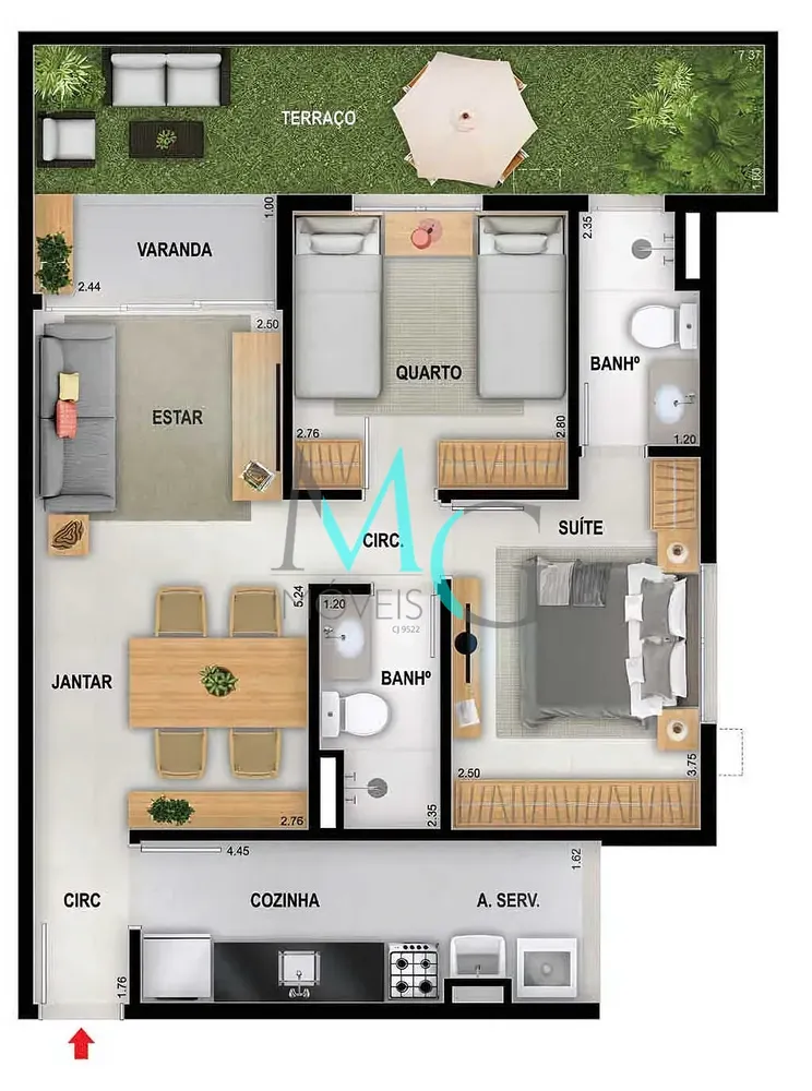 Cobertura, 2 quartos, 133 m² - Foto 56