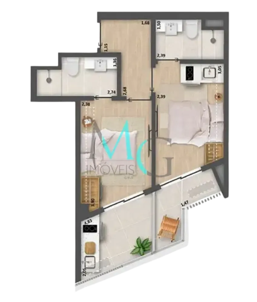 Apartamento, 2 quartos, 49 m² - Foto 14