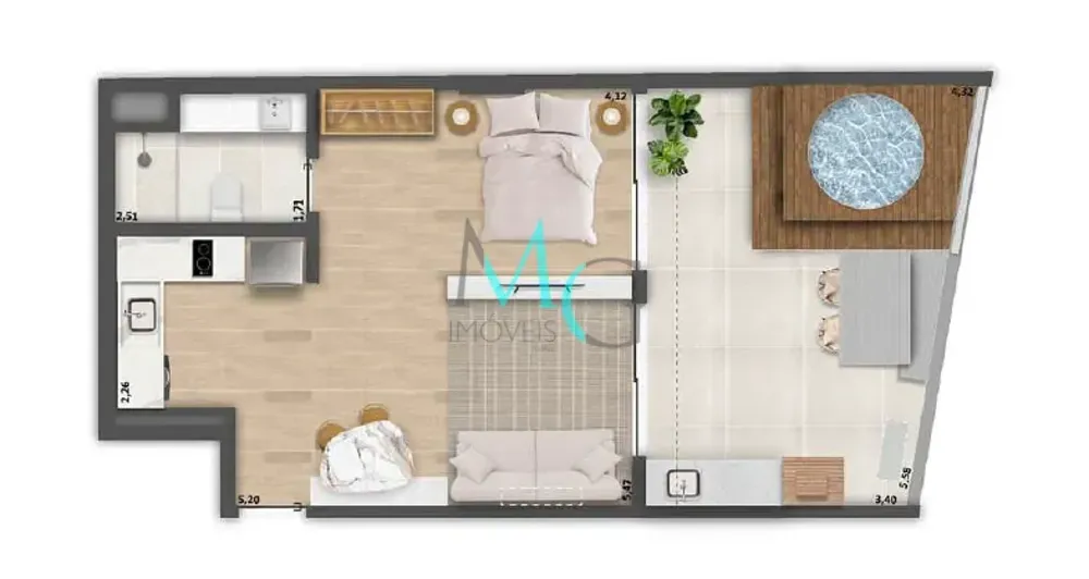 Cobertura, 1 quarto, 62 m² - Foto 3