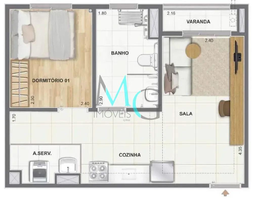 Apartamento, 1 quarto, 32 m² - Foto 25
