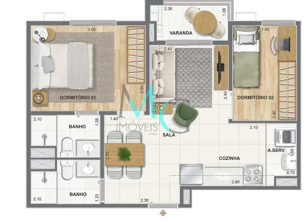 Apartamento, 2 quartos, 38 m² - Foto 22
