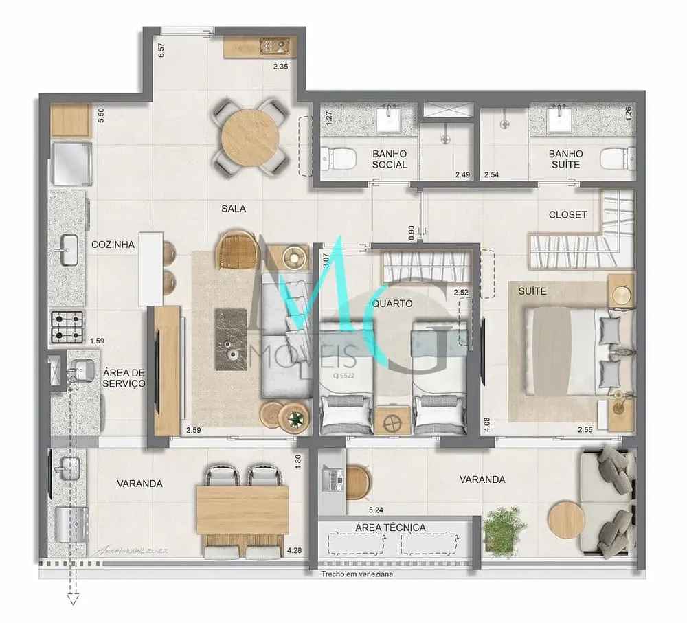 Apartamento, 3 quartos, 124 m² - Foto 2