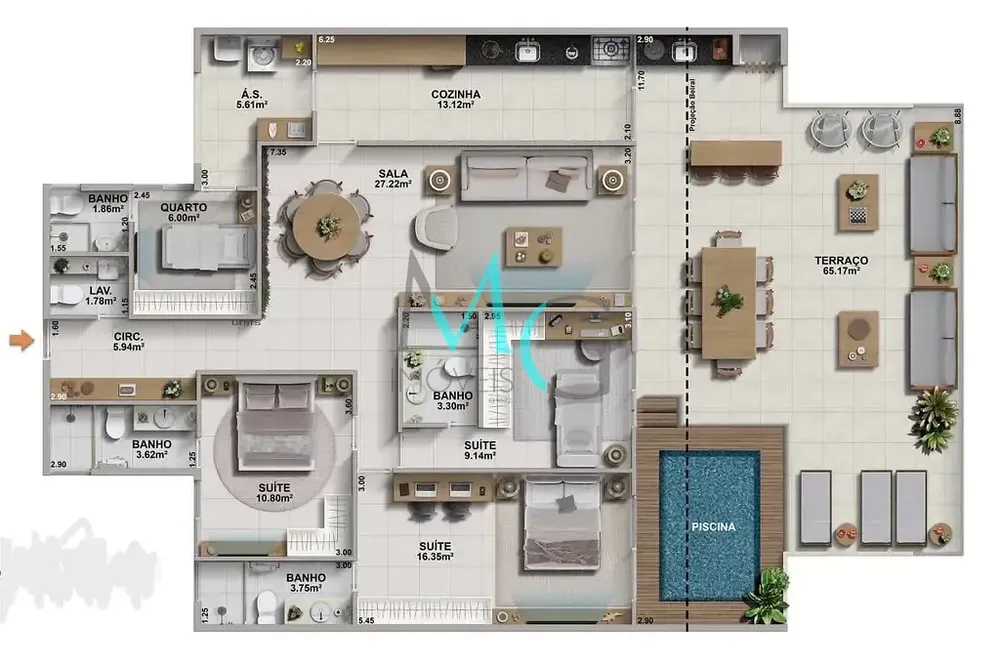 Cobertura, 3 quartos, 178 m² - Foto 10