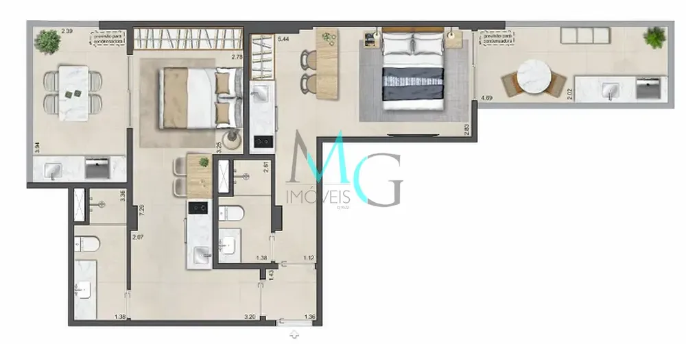 Apartamento, 2 quartos, 61 m² - Foto 2