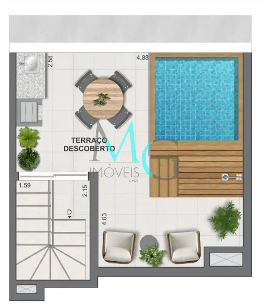 Cobertura, 1 quarto, 60 m² - Foto 33