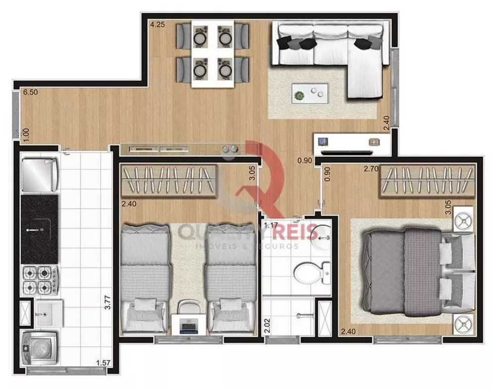 Apartamento, 2 quartos, 43 m² - Foto 2