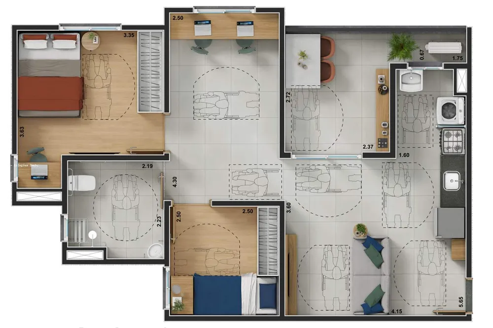 Apartamento, 2 quartos, 56 m² - Foto 3