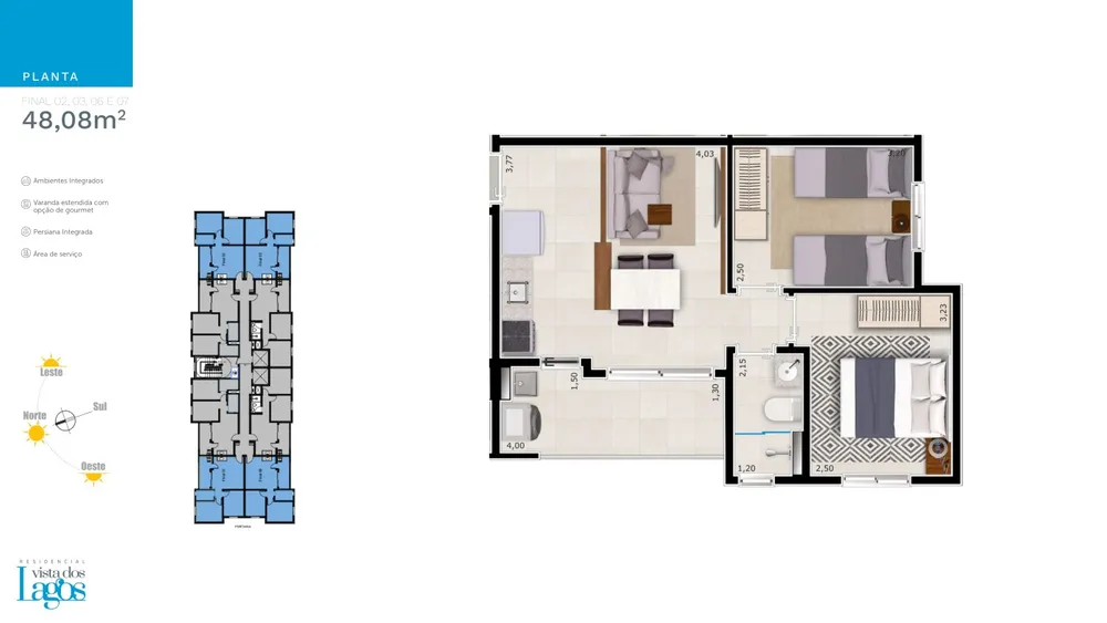Apartamento, 2 quartos, 48 m² - Foto 2