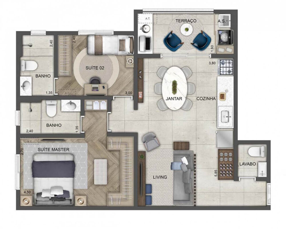 Apartamento, 2 quartos, 70 m² - Foto 3