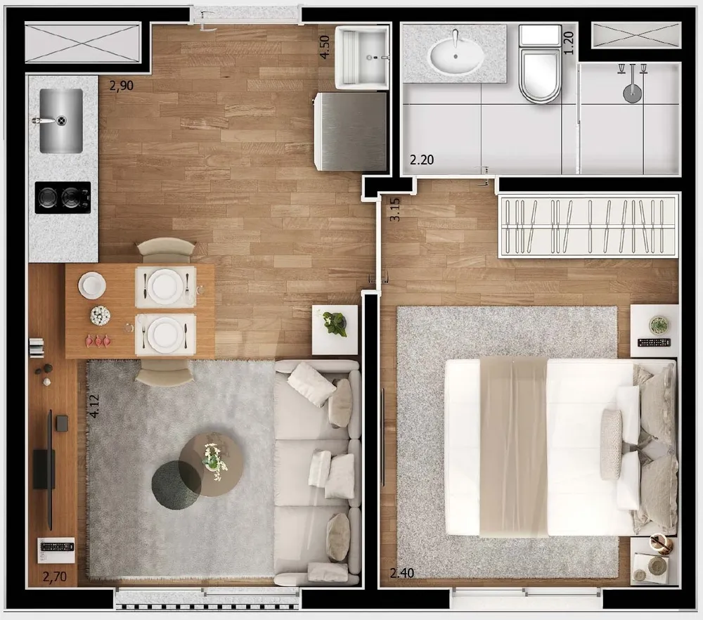 Apartamento, 1 quarto, 25 m² - Foto 1