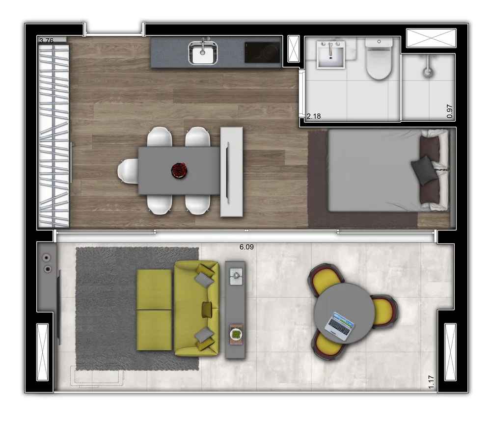 Cobertura, 1 quarto, 61 m² - Foto 4