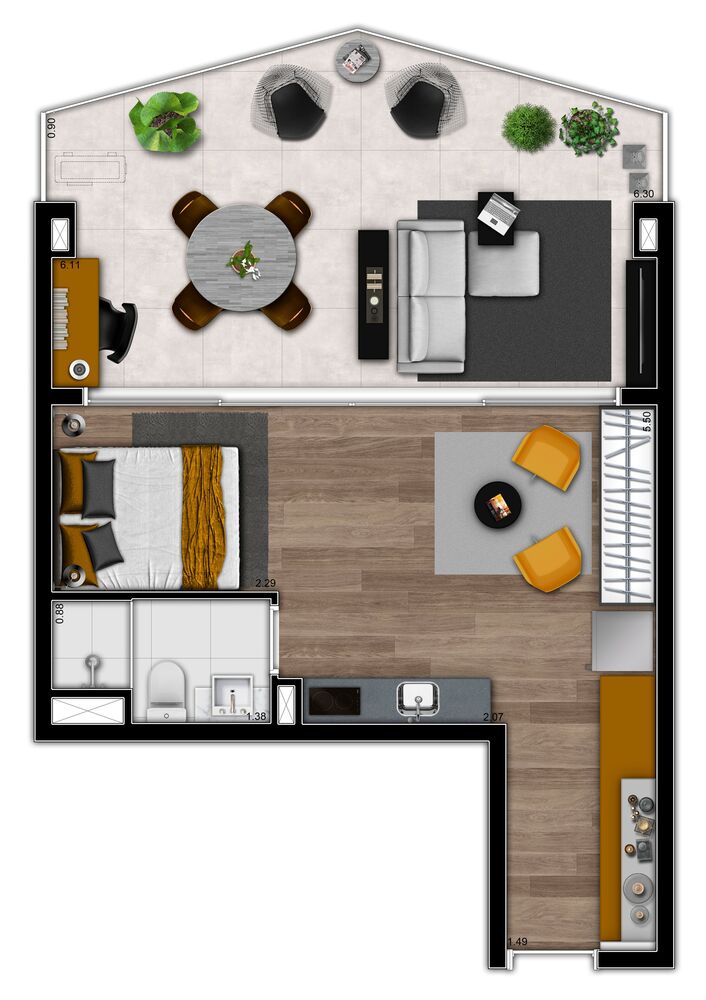 Cobertura, 1 quarto, 61 m² - Foto 15