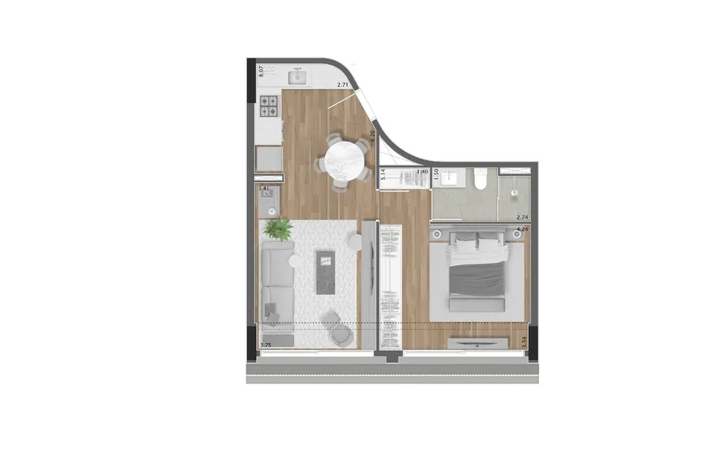 Apartamento, 1 quarto, 57 m² - Foto 6