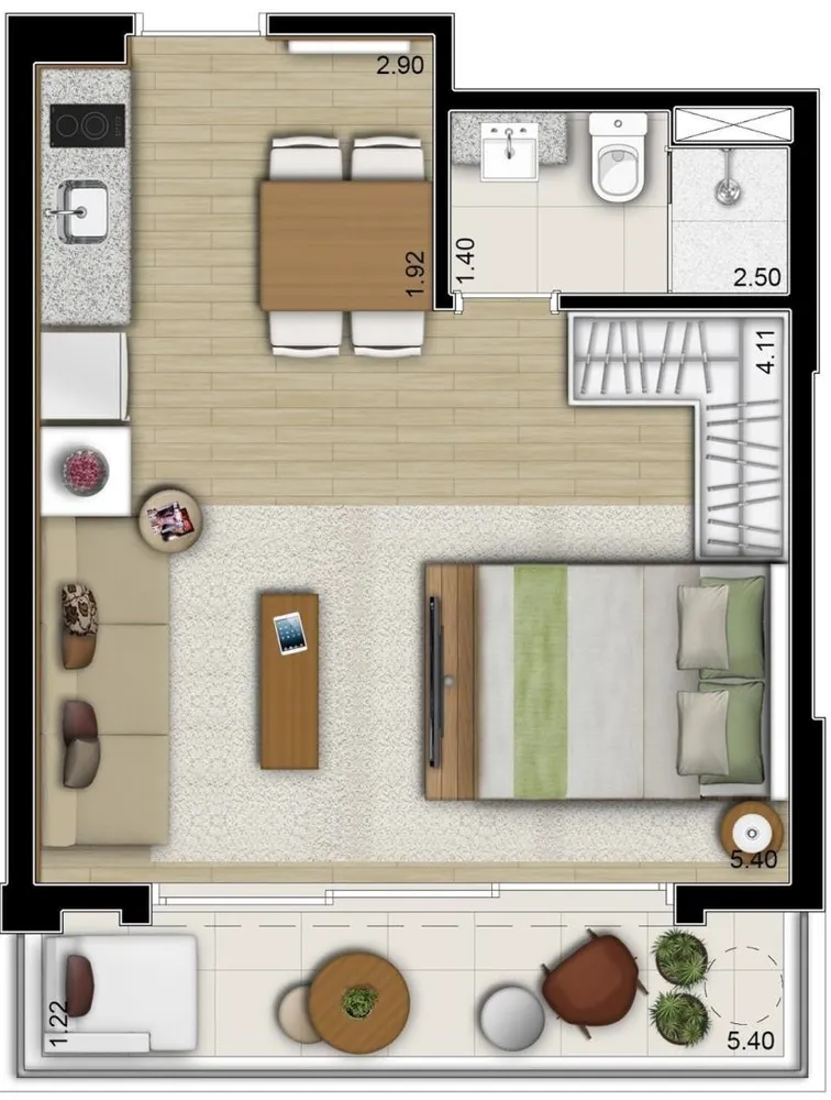 Apartamento, 1 quarto, 38 m² - Foto 3