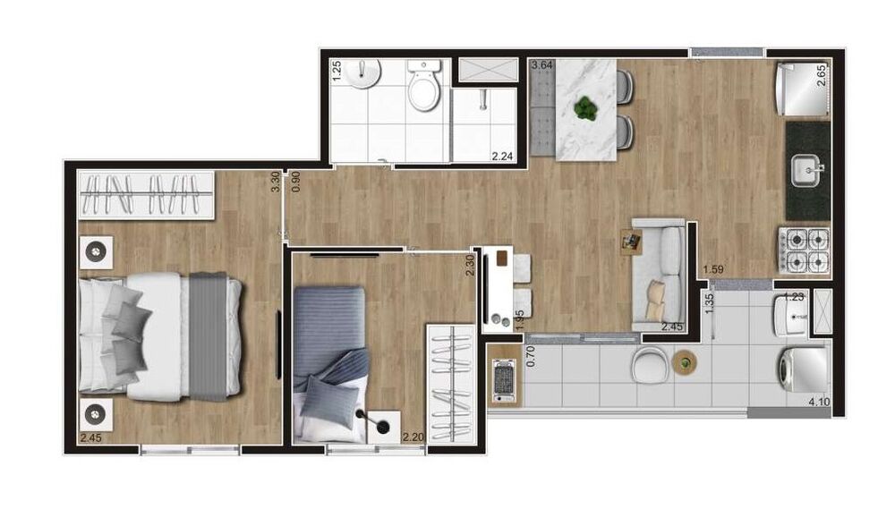 Apartamento à venda com 2 quartos, 38m² - Foto 3