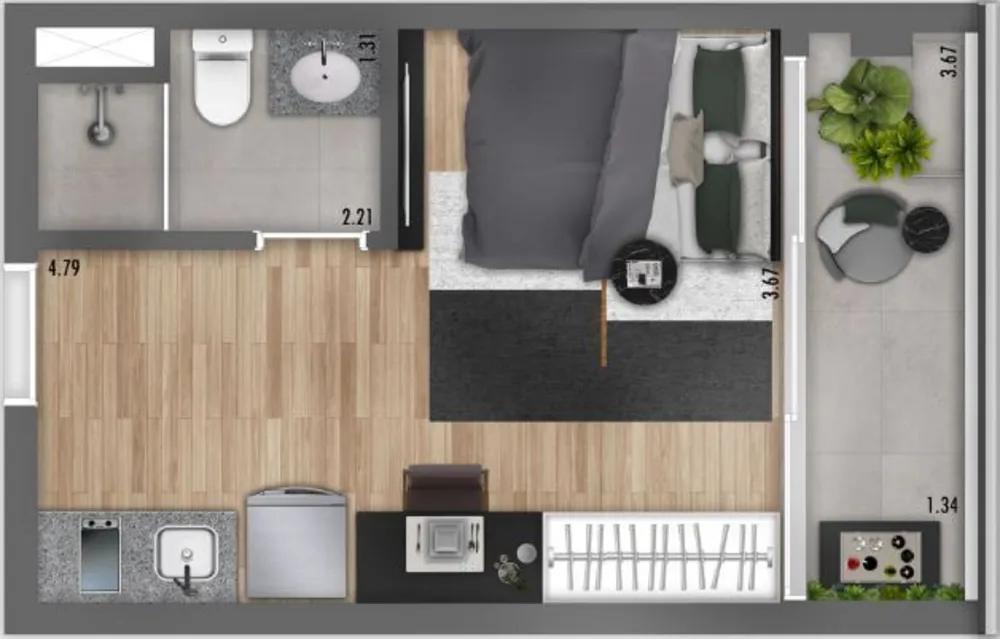 Apartamento, 1 quarto, 41 m² - Foto 12