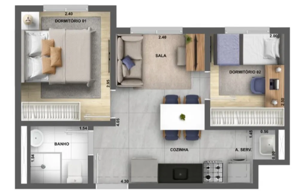 Apartamento, 2 quartos, 37 m² - Foto 4