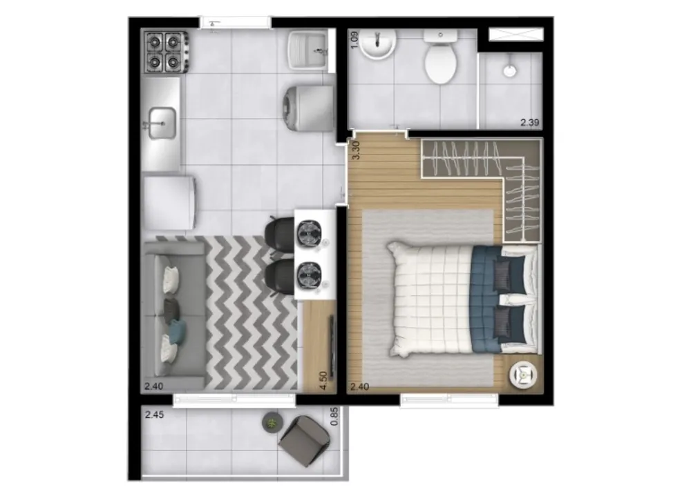Apartamento, 1 quarto, 26 m² - Foto 2