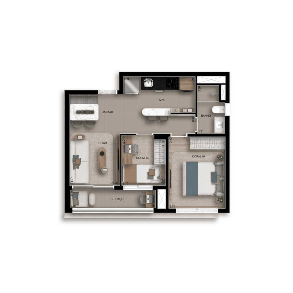 Apartamento, 2 quartos, 49 m² - Foto 8