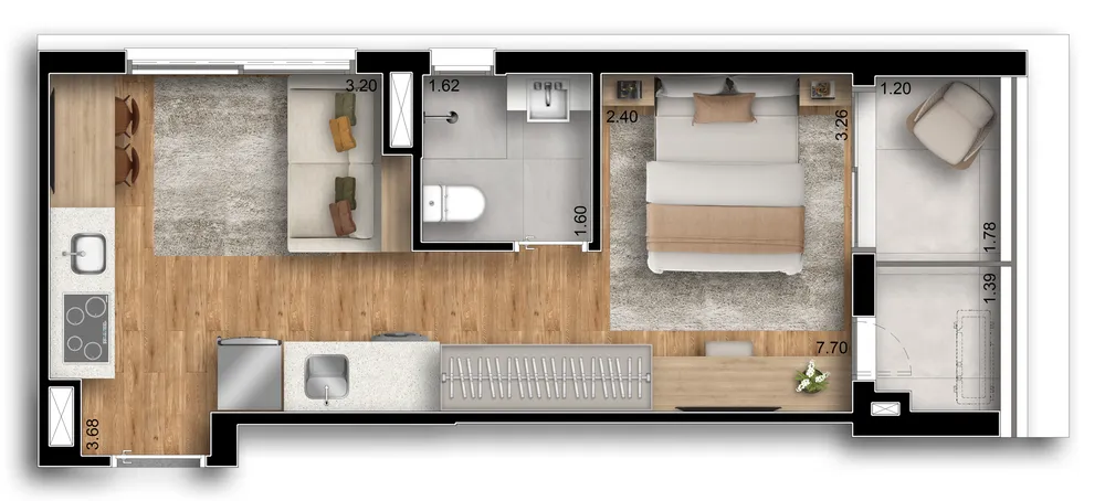 Apartamento, 1 quarto, 34 m² - Foto 3