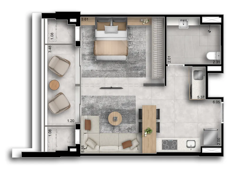 Apartamento, 1 quarto, 34 m² - Foto 5