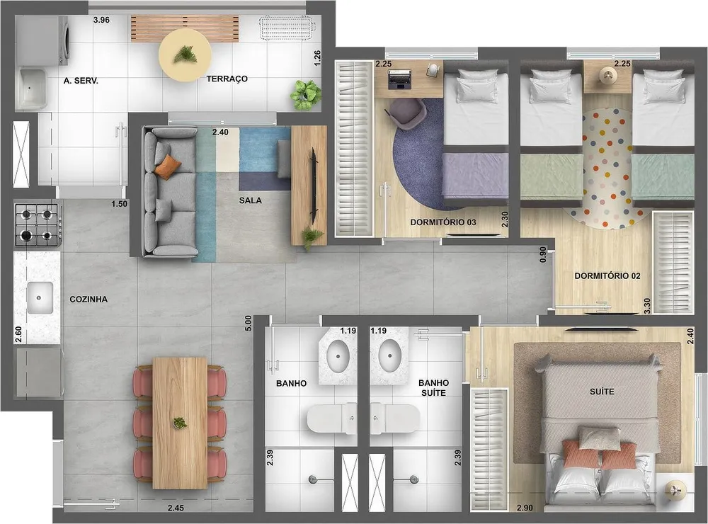 Apartamento, 3 quartos, 56 m² - Foto 12