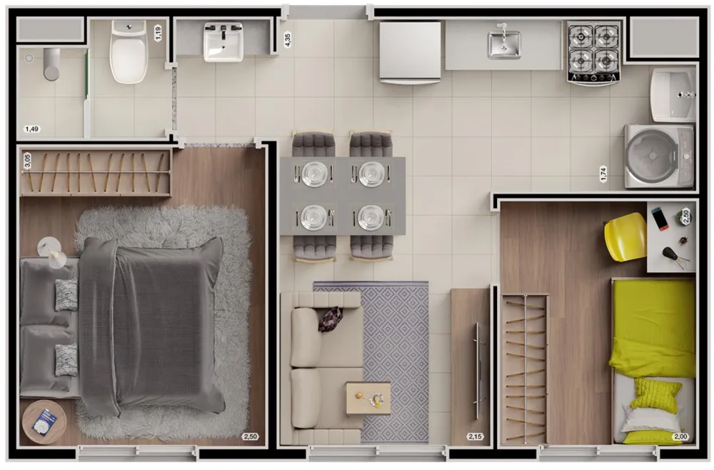 Apartamento, 3 quartos, 50 m² - Foto 4