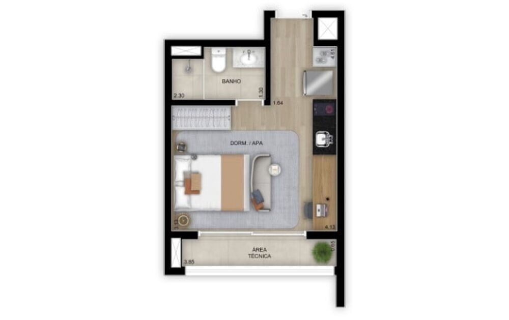 Apartamento, 1 quarto, 26 m² - Foto 1