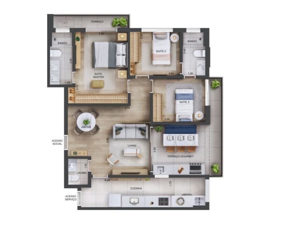 Apartamento, 3 quartos, 96 m² - Foto 2