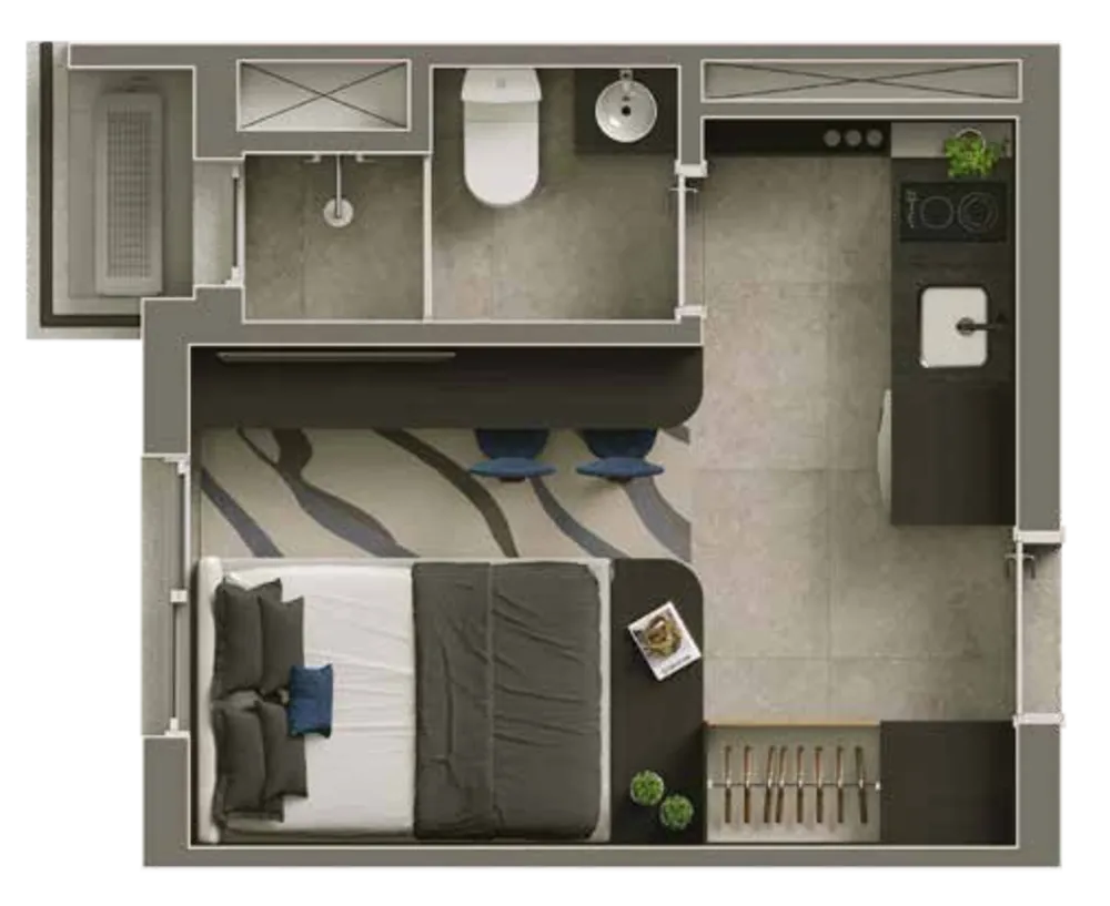 Apartamento, 1 quarto, 17 m² - Foto 1