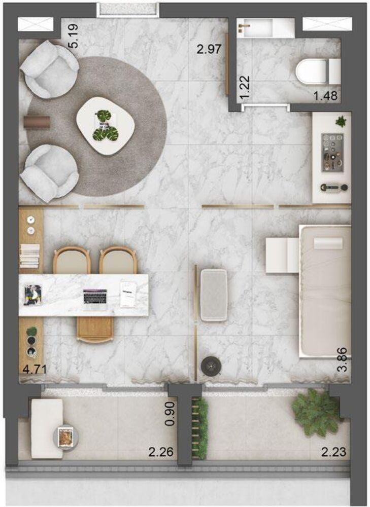 Sala-Conjunto, 48 m² - Foto 4