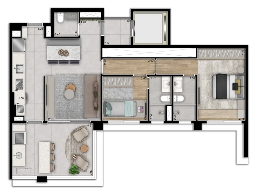 Apartamento, 3 quartos, 143 m² - Foto 1