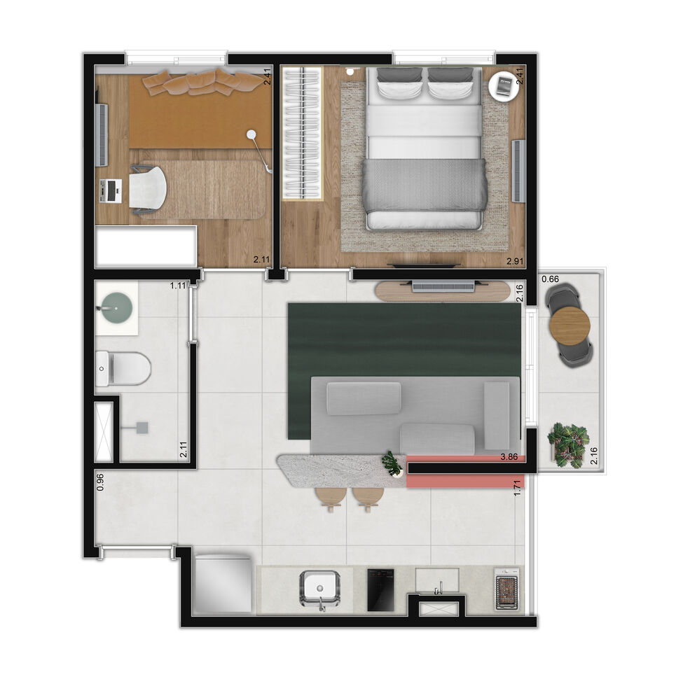 Apartamento, 1 quarto, 29 m² - Foto 3