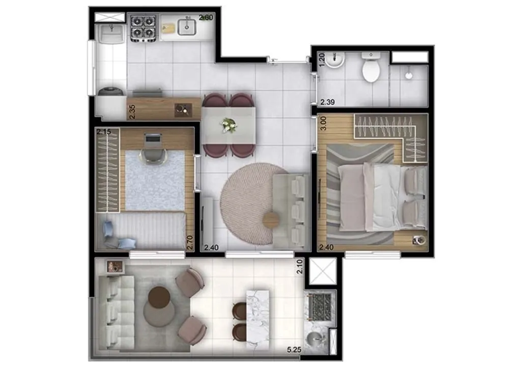 Apartamento, 2 quartos, 34 m² - Foto 3