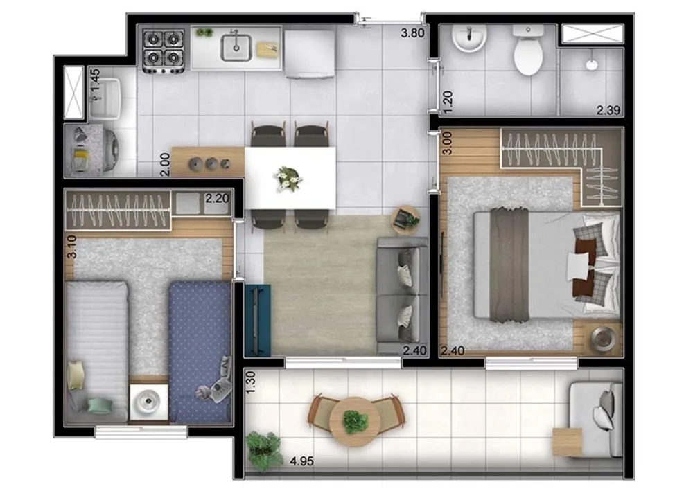 Apartamento, 2 quartos, 34 m² - Foto 2