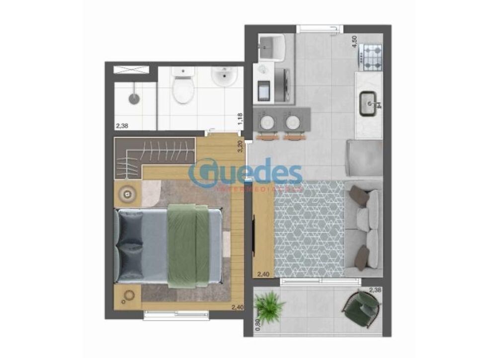Apartamento, 1 quarto, 27 m² - Foto 11