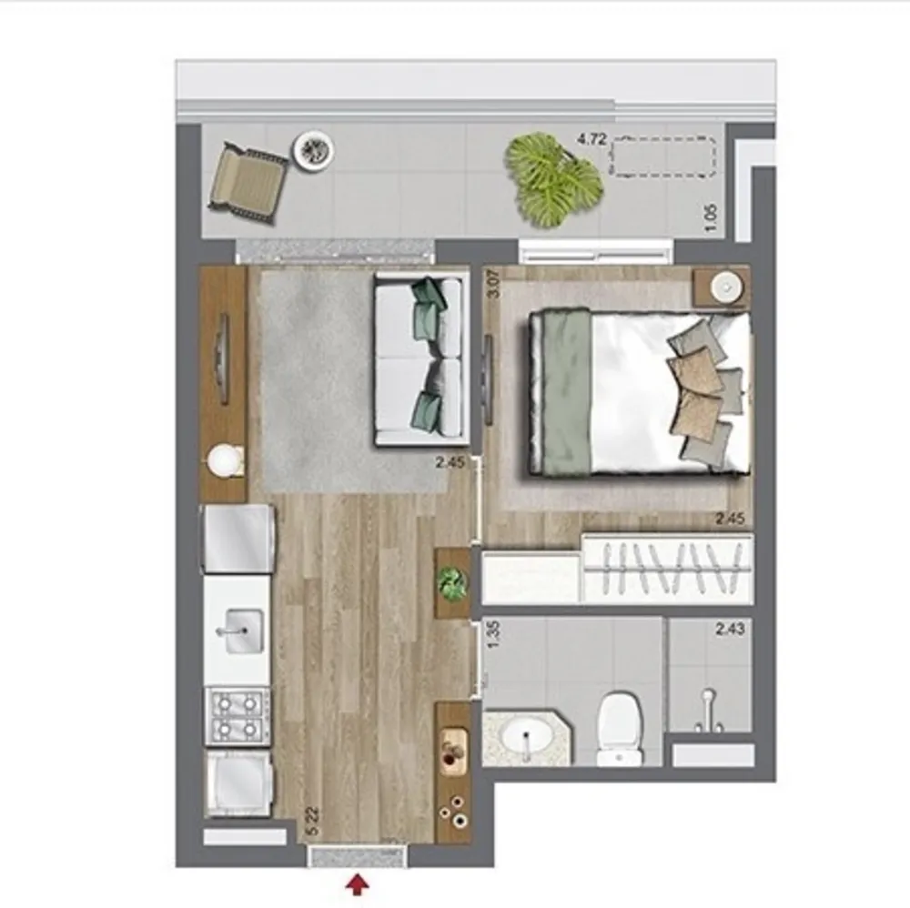 Apartamento, 1 quarto, 33 m² - Foto 3