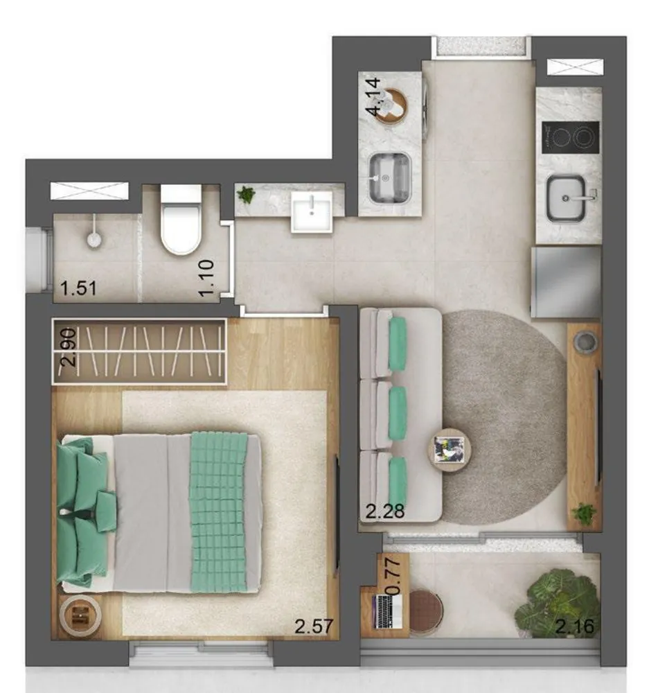 Apartamento, 1 quarto, 28 m² - Foto 3