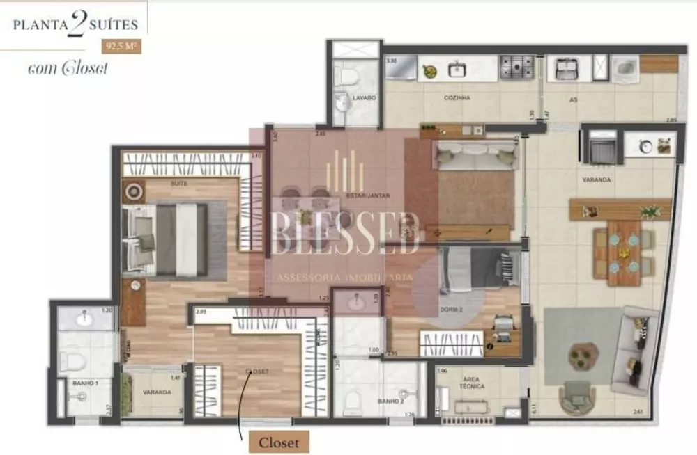 Apartamento, 3 quartos, 93 m² - Foto 1