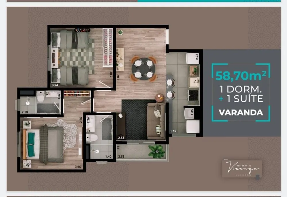 Apartamento, 2 quartos, 59 m² - Foto 1