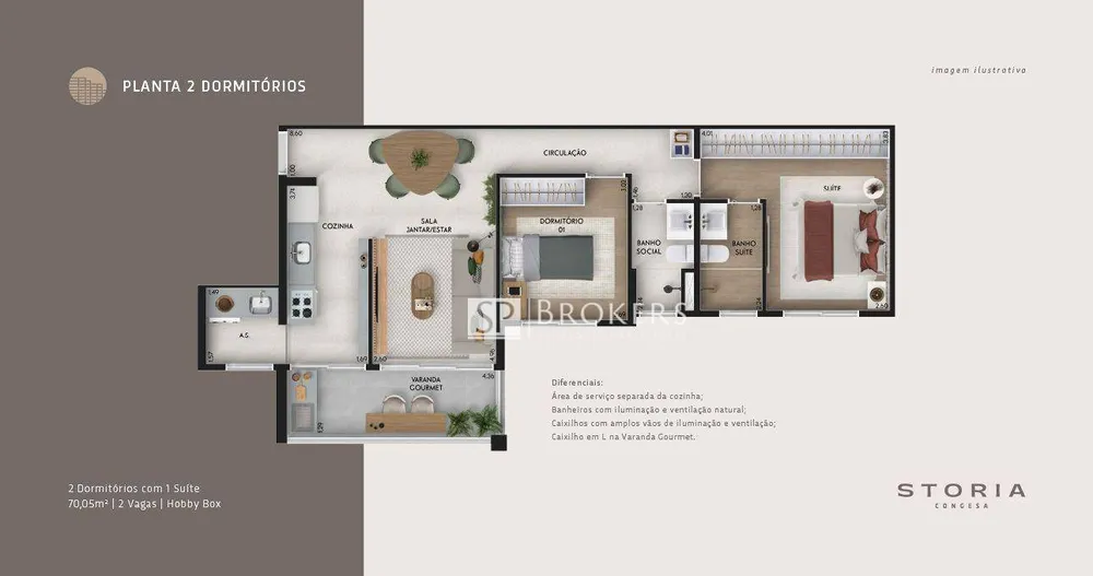 Apartamento, 2 quartos, 70 m² - Foto 3